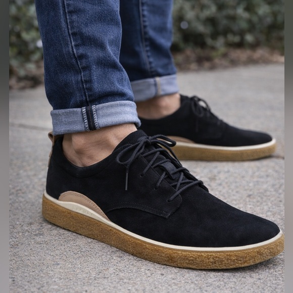 ECCO CrepeTray Black Leather Sneakers Men’s 12 EU 46 Danish Design Comfort Shoes